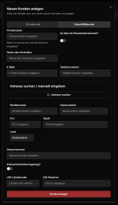 Geschäftskunden anlegen.